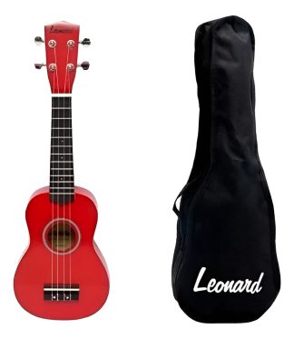 Ukelele Soprano Ukulele Leonard Uk15 Brillante Sparkle Funda Color Rojo