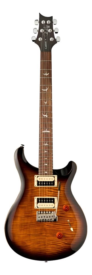 Guitarra Eléctrica Prs Guitars Se Custom 24 Flame Maple Black Gold Burst Diestro Palo De Rosa