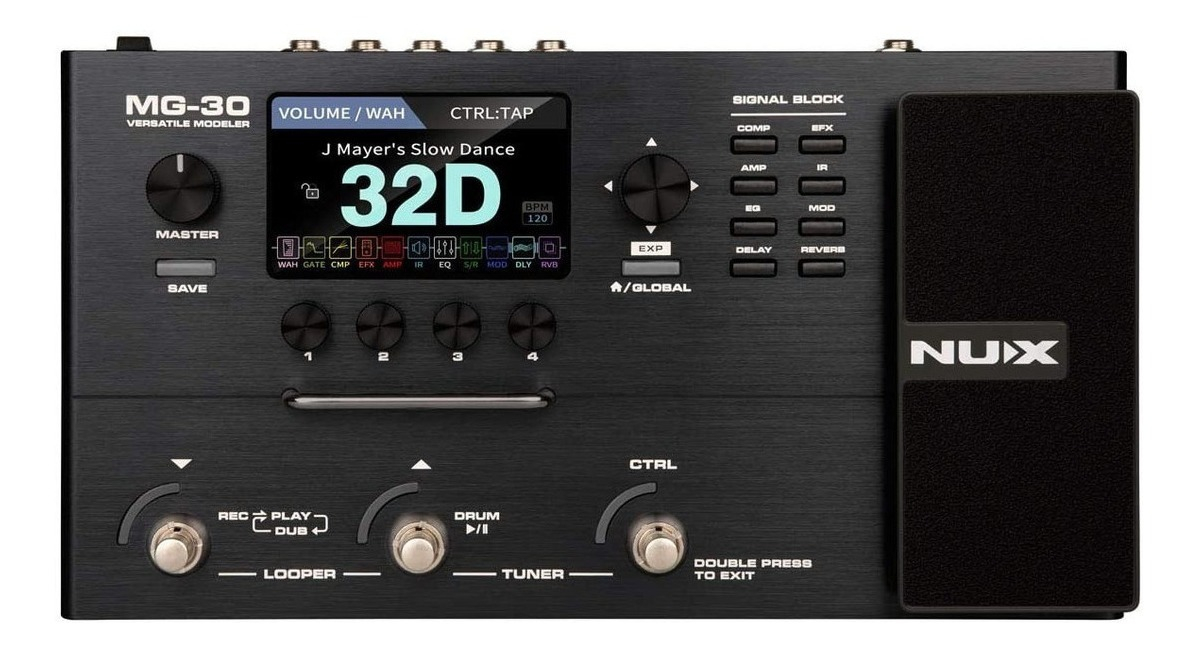 Pedalera Multiefectos Nux Mg-30 Guitarra Eléctrica 11 Efectos Digital Negro