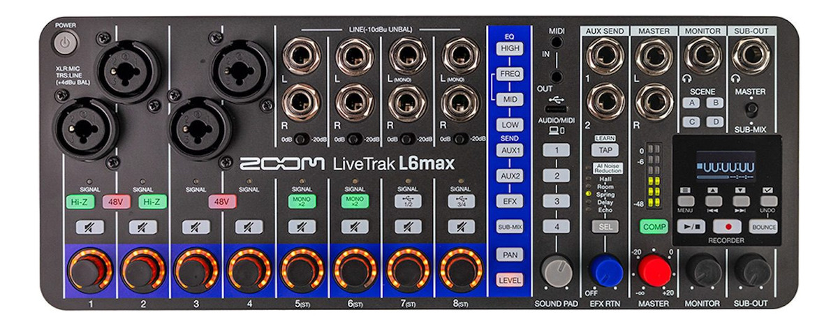 Zoom L6 Max Mixer Digital 12 Canales Grabacion Multipista