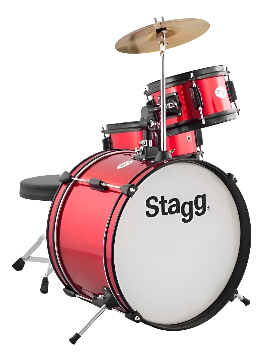 Stagg Fabj312 Bateria Niño 3 Cuerpos Con Banqueta Color Rojo