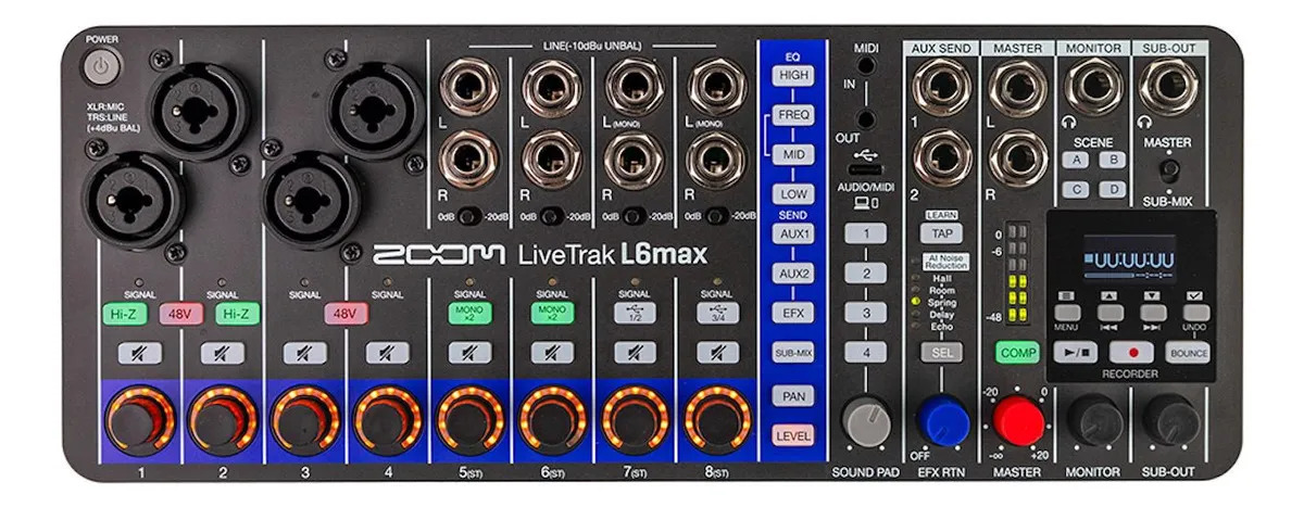 Zoom L6 Max Mixer Digital 12 Canales Grabacion Multipista