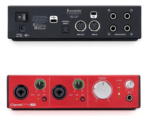 Focusrite Clarett 2 Pre Usb Placa De Sonido Color Rojo