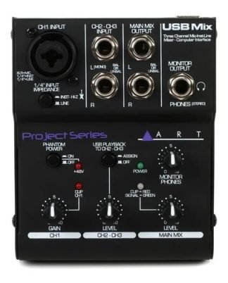 Art Usb Mix Placa De Sonido Mixer 3 Canales Grabacion Usb