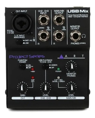 Art Usb Mix Placa De Sonido Mixer 3 Canales Grabacion Usb