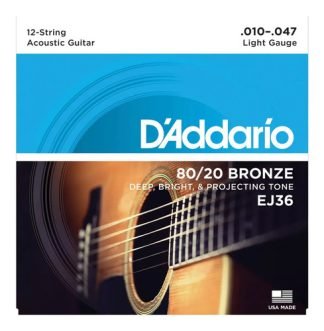 Encordado Daddario Ej36 Para Guitarra Acustica 12 Bronce