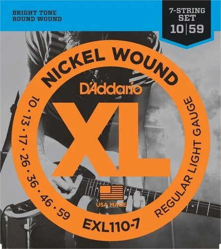 Daddario Exl110 7 Encordado 010 Guitarra 7 Cuerdas Electrica