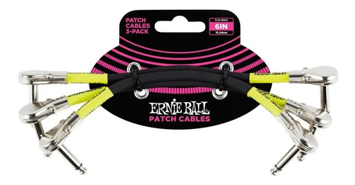 Ernie Ball P06059 Pack 3 Cables Interpedal 15 Cm Flat