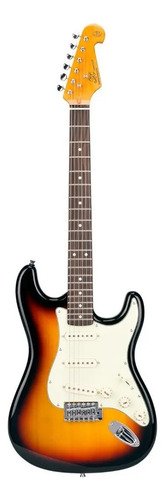 Guitarra Eléctrica Sx Vintage Series Fst62 Stratocaster De Aliso 3-tone Sunburst Brillante Con Diapasón De Palo De Rosa Diestro