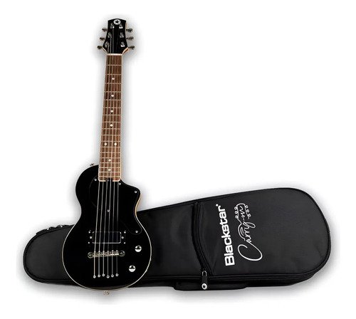 Guitarra Eléctrica Blackstar Carry On Travel Negra Okoume Diestro Con Funda Negro Palo De Rosa