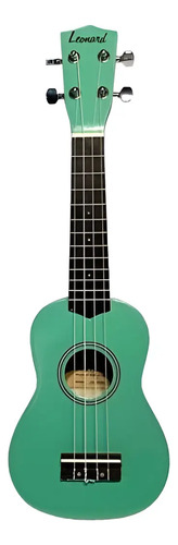 Ukelele Soprano Leonard Uk15 Acústico Madera Koa Color Verde Agua