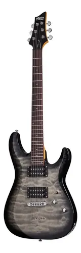 Guitarra Eléctrica Para Zurdo Schecter C-6 Plus De Tilo Charcoal Burst Con Diapasón De Palo De Rosa