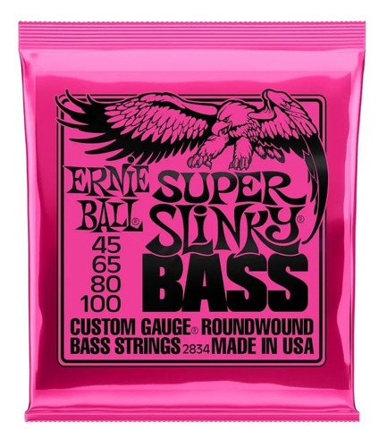 Ernie Ball 2834 Encordado Bajo 4 Cuerdas Super Slinky 45-100