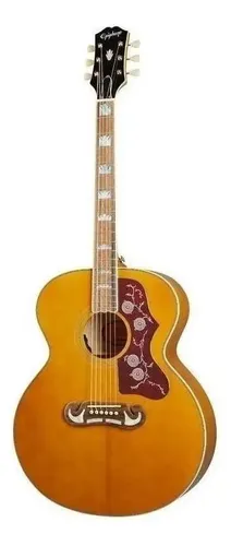 Guitarra Electroacústica EpiPhone Inspired By Gibson J-200 Para Diestros Aged Antique Natural Laurel De La India Brillante Diestro