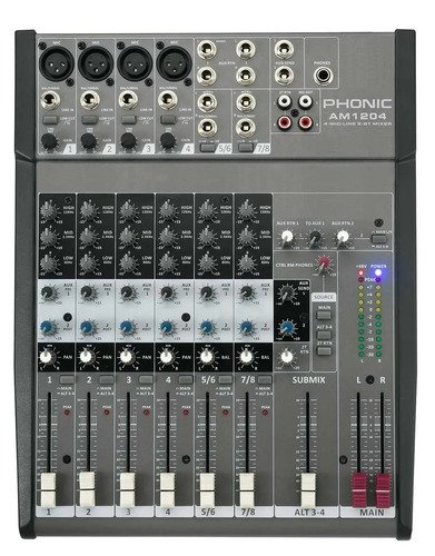 Phonic Am1204 Mixer 8 Canales 4 Mono 2 Estereo