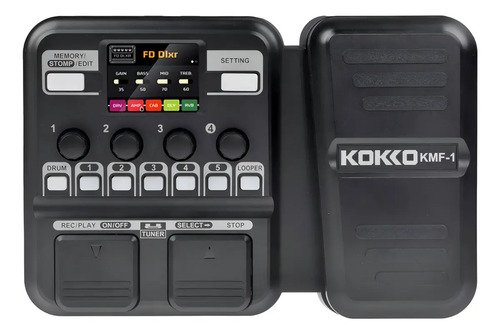 Pedal Multiefectos Para Guitarra Eléctrica Con 40 Efectos Y 18 Amplificadores Kokko Kmf1 Negro