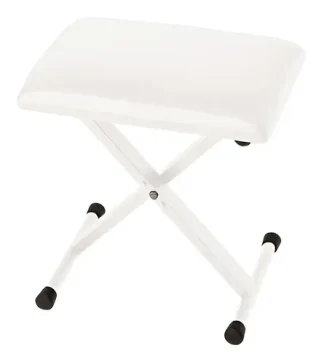 Banqueta Taburete Korg Pc-110 Blanco Ajustable Acero Cuero Piano Teclado