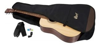 Guitarra Acústica 6 Cuerdas Cort Earth Pack Dreadnought Abeto Macizo Open Pore Diestro Palo De Rosa