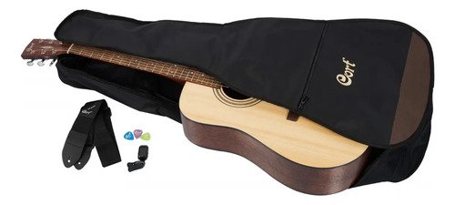 Guitarra Acústica 6 Cuerdas Cort Earth Pack Dreadnought Abeto Macizo Open Pore Diestro Palo De Rosa