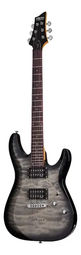 Guitarra Eléctrica Schecter De Tilo Charcoal Burst Con Diapasón De Palo De Rosa Diestro