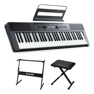 Combo Teclado Donner Sd-10 Usb Soporte Banqueta Kit Negro