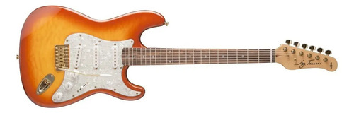 Guitarra Eléctrica Jay Turser Stratocaster Jt-300qmt Naranja Mástil Arce Naranja Claro
