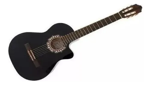 Fonseca 38kec Negra Guitarra Electro Criolla Corte Mate