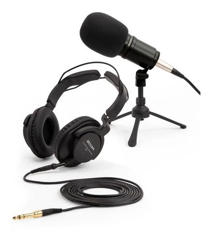 Zoom Zdm1pmp Kit Microfono Auricular Ideal Podcast Color Negro