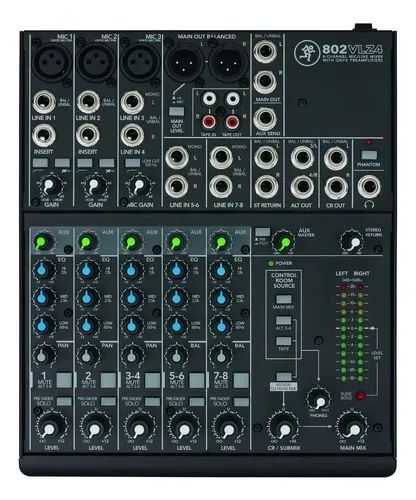 Mixer 8 Canales Mackie Vlz4 802 Onyx Preamps Conectores Xlr Rca Plug