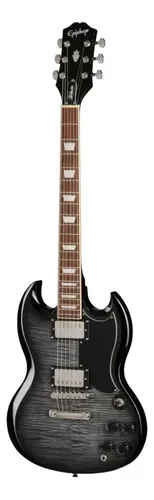 Guitarra Eléctrica EpiPhone Sg Tribute Plus Ebony Burst Diestro Ebony Palo De Rosa