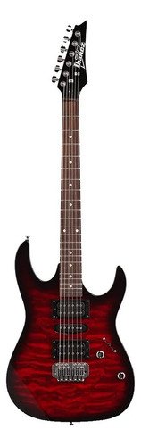 Guitarra Eléctrica Ibanez Rg Gio Grx70qa Gio De Álamo Transparent Red Burst Transparente Con Diapasón De Amaranto Diestro