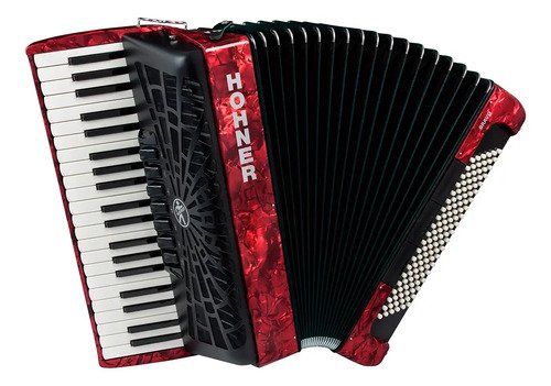 Acordeón Cromático A Piano Hohner Bravo Iii 120 Bajos 7 Registros Rojo