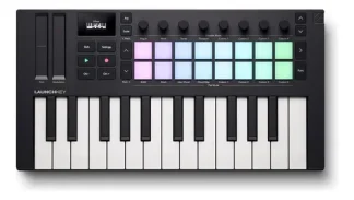 Teclado Controlador Midi Portátil De 25 Mini Teclas Launchke Negro