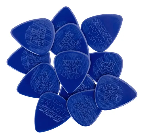 Ernie Ball P09136 Pack 12 Puas Medium Nylon 0.72 Color Azul Mediano