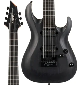 Guitarra Eléctrica Cort Kx707 7 Cuerdas Seymour Duncan Diestro Open Pore Black Nuez De Arce Tostada, 5 Unidades