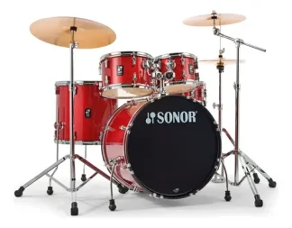 Sonor Aqx Stage Bateria 5 Cuerpos Bombo 22 Fierros Color Red Moon Sparkle