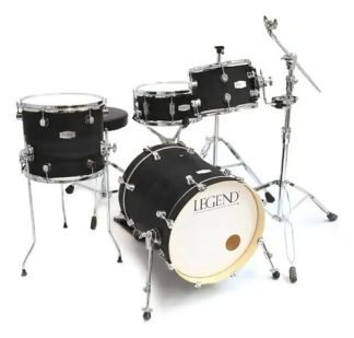 Legend Traveler Bateria 4 Cuerpos Bombo 16 Fierros Banqueta Color Black Ash Negro Ceniza