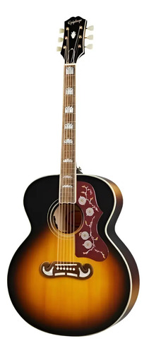 Guitarra Electroacústica EpiPhone J-200 Diestro Aged Antique Sunburst Super Jumbo Laurel De La India