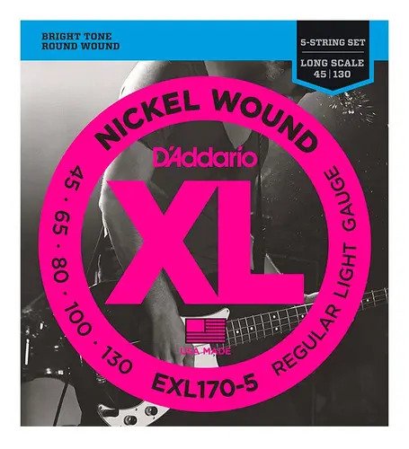 Cuerdas 5 Para Bajo Eléctrico 4:4 D'addario Exl170-5 5 Unidades