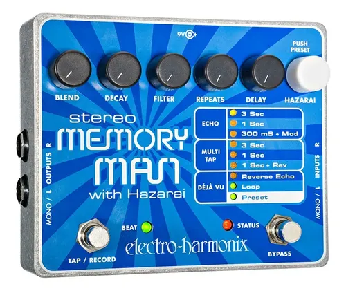 Pedal Electro-harmonix Stereo Memory Man Hazarai Guitarra Eléctrica Delay Celeste