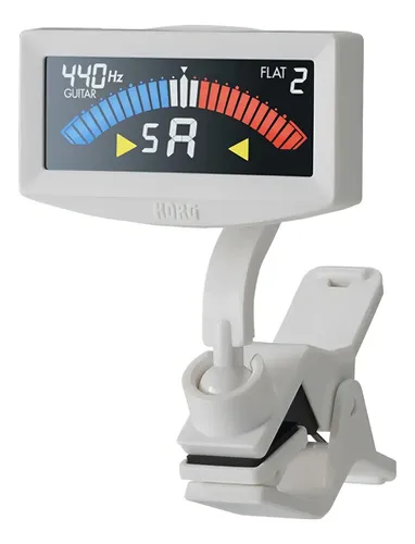 Afinador De Pinza Korg Cromático Para Guitarra Y Bajo Color Blanco