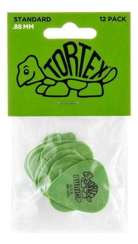 Puas Jim Dunlop 418p 0.88 Tortex Std Pack X 12 Color Verde Oscuro Tamaño Mediano