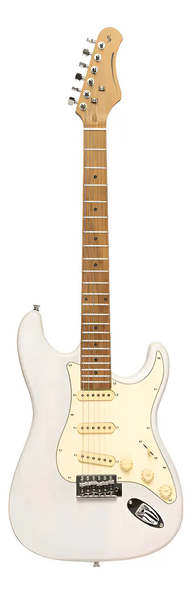 Guitarra Electrica Stratocaster Vintage Stagg Serie 55 Color Blanco Material Del Diapasón Maple Orientación De La Mano Diestro