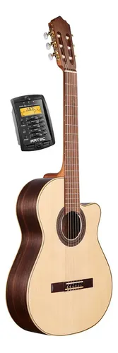 Guitarra Electrocriolla Fonseca 40kec Mate Natural Diestro Marrón Claro