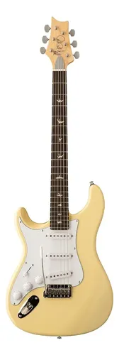 Guitarra Eléctrica Prs Stratocaster Crema Para Zurdos Con Funda Diestro