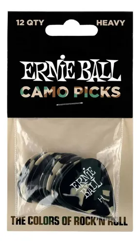 Pack de 12 Púas Ernie Ball Camouflage Celulosa Pesado para Guitarra