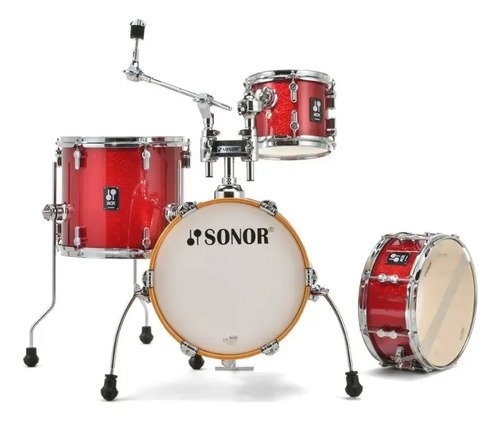 Sonor Aqx Micro Bateria 4 Cuerpos Bombo 14 Ton 8 13 Redo 13 Color Red Moon Sparkle