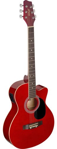 Stagg Sa20ace Guitarra Electro Acustica Auditorium Con Corte Color Rojo Material Del Diapasón Nato Orientación De La Mano Diestro