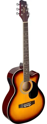 Stagg Sa20ace Guitarra Electro Acustica Auditorium Con Corte Color Sunburst Material Del Diapasón Nato Orientación De La Mano Diestro