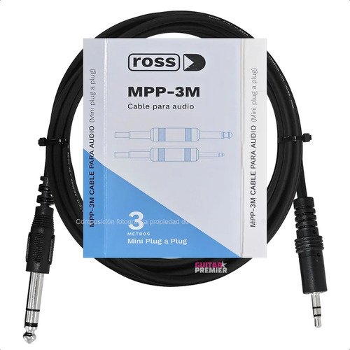 Cable Adaptador De Audio Stereo Mini Plug 3.5 A Plug 6.5 De 3m Ross